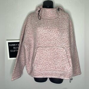 Victoria’s Secret Pink Sherpa Teddy Funnel Neck Hooded Pullover Sweater Large